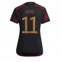 Camiseta Alemania Mario Gotze #11 Segunda Equipación Replica Mundial 2022 para mujer mangas cortas
